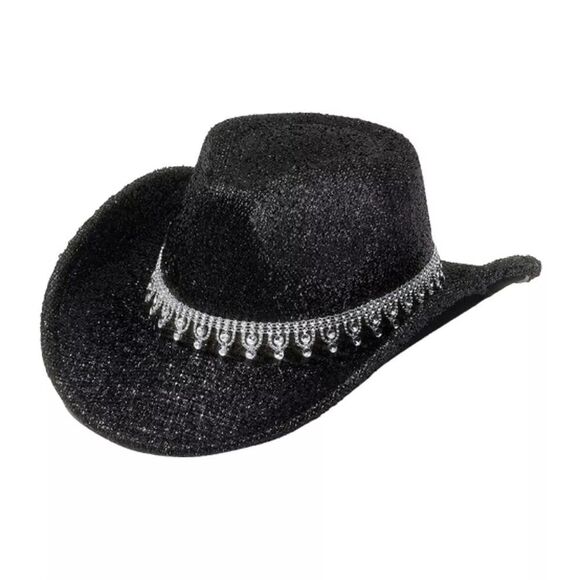 Black Sparkle Rhinestone Cowboy Hat | Disco Cowgirl Festival Glam NWT